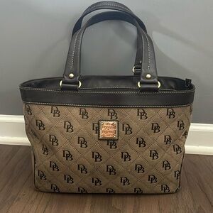 Vintage Dooney & Bourke Logo Tote Bag With Handles Brown